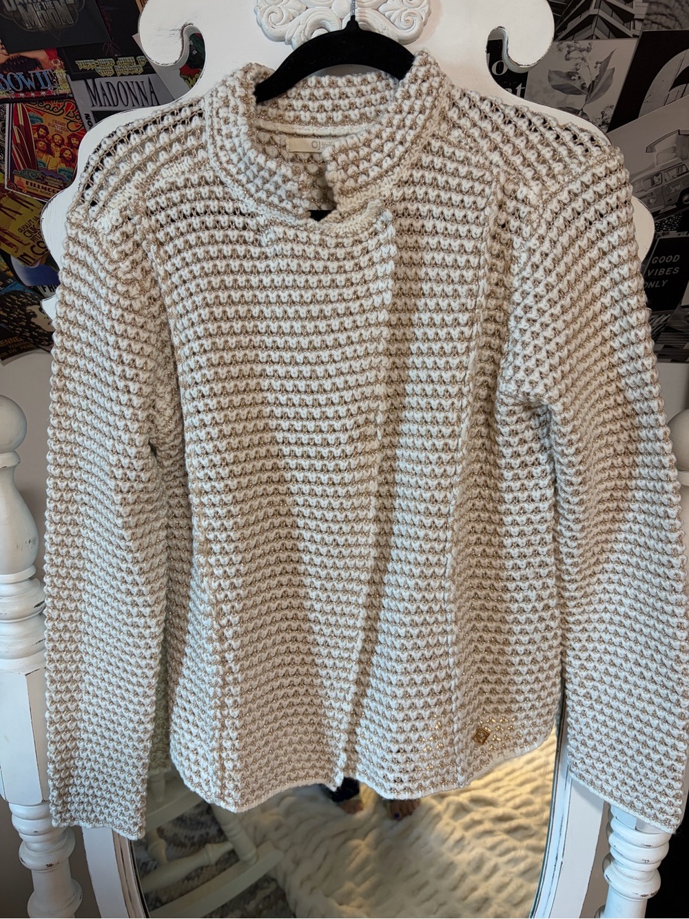 Gaudi' Cream Chunky Knit Crewneck Sweater